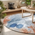 thumbnail image 3 of Round Rugs 6Ft, Orange Navy Blue Coral Round Area Rug Washable Indoor Throw Carpet, Summer Beach Coastal Ocean Soft Non Slip Circle Rug for Office Cabinet Home Decor Aesthetic, 3 of 8