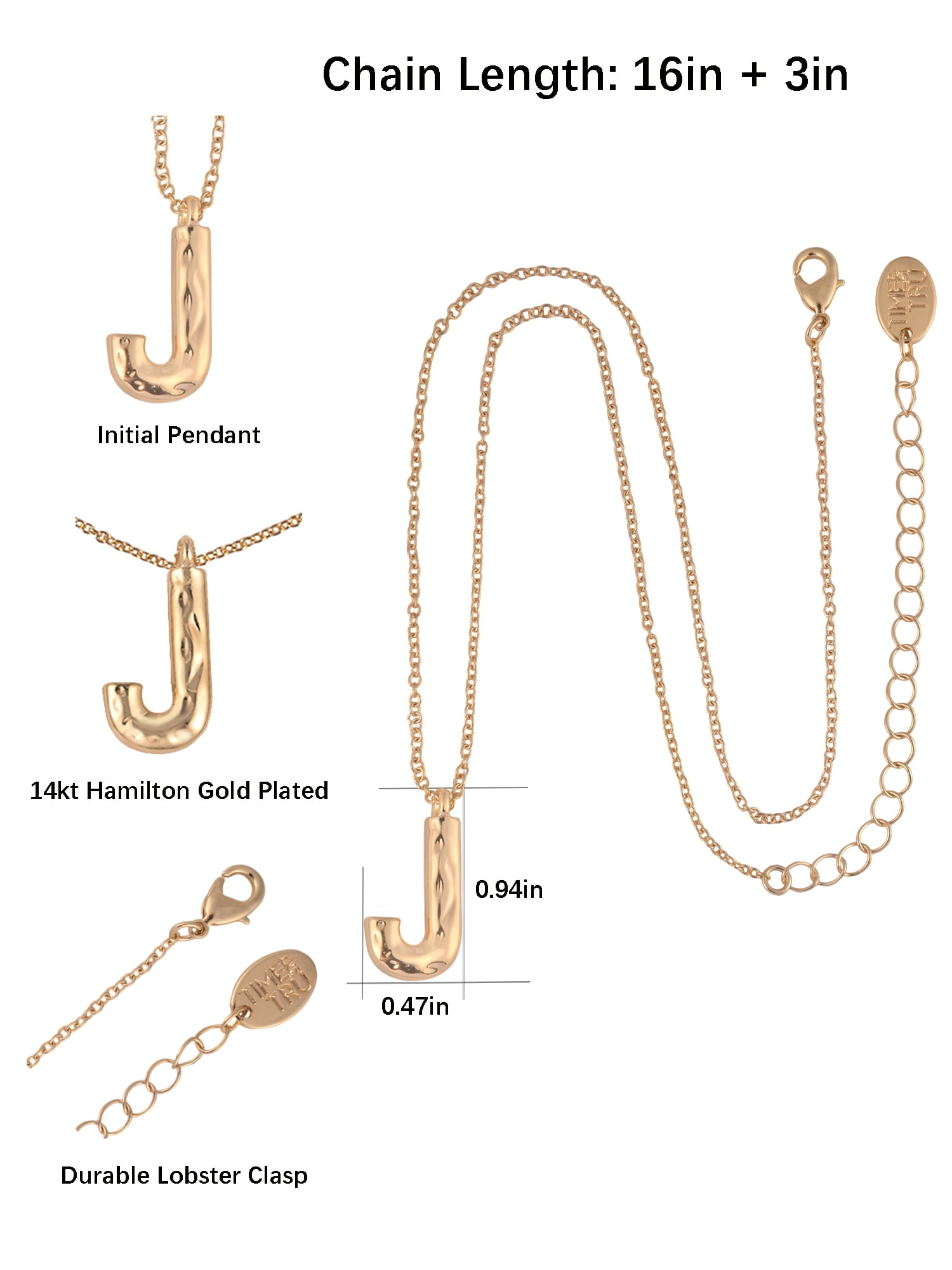 Time and Tru Goldtone Hammered Initial "J" Pendant Necklace