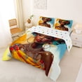 thumbnail image 2 of Castle Fairy Vibrant Black Girl Full Size Comforter Sets 3-Piece,Fluid Watercolor Splash Art Bedding Comforter Set,Blue Gold Orange,1 Comforter and 2 Pillowcases, 2 of 6