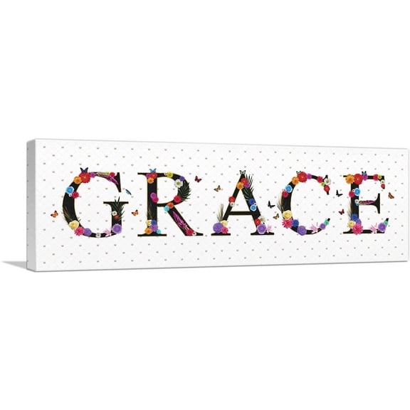 ARTCANVAS GRACE Girls Name Room Decor Canvas Art Print - Size: 36" x 12" (0.75" Deep)