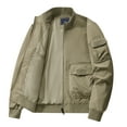 thumbnail image 3 of WREESH Fashion Jacket Men'S Solid Color Pocket Loose Motorcycle Outdoor Flight Suit Plus Size Workwear Jacket Khaki, 3 of 6