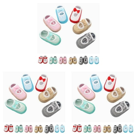 

3pcs 1 Pair Newborn Indoor Shoes Infant First Walk Tollder Shoes Baby Prewalker Floor Socks Anti Slip Soft Sole Sock