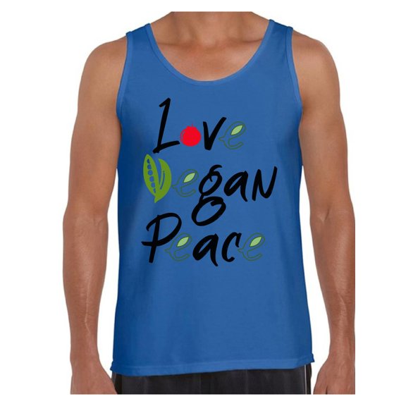Awkward Styles Love Vegan Peace Tank Top for Men Men's Shirts Vegetarian Tank Top for Men Vegan Friendly Tshirts Vegetarian Gifts Vegan Men's Fashion Vegan Friendly Clothing Collection Hey Vegetarians