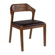 Boraam Rasmus Faux Leather and Wood Dining Room Side Chair, Chestnut Wire-Brush Finish