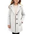 thumbnail image 5 of vdgthytj Unisex Kids Peacoat Button Front Long Sleeve Lapel Collar Solid Fashion Fall Winter Casual Coat with Pockets(14-15Years,White), 5 of 9