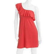 Juniors Plus Knit One Shoulder Ruffle Dress