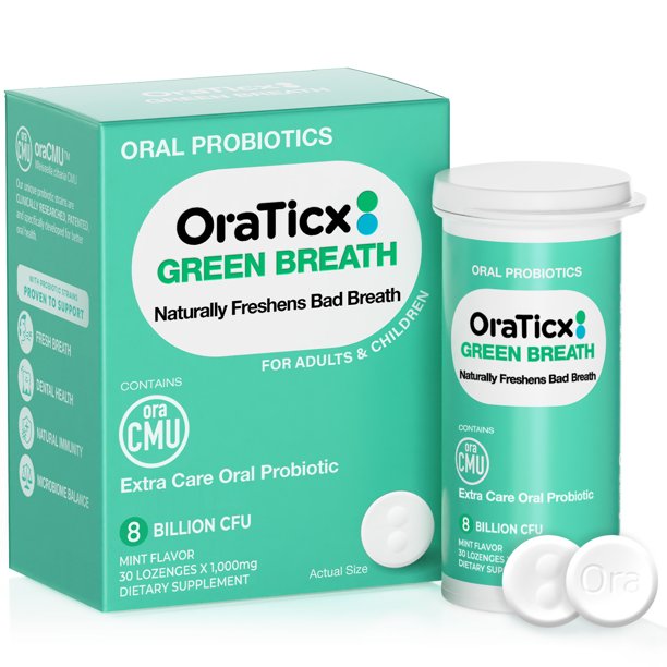 OraTicx Green Breath Oral Probiotics for Freshen Bad Breath, Naturally