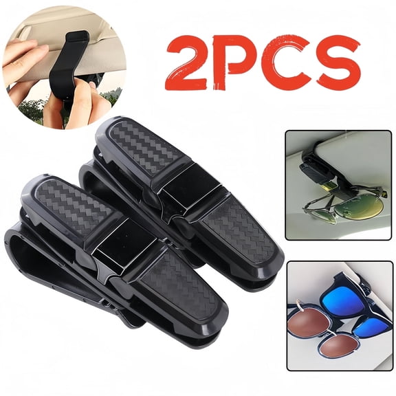 Guwzn 2PCS Sunglasses Holders for Car Sun Visor Card Storage Holder for Bills Business Cards Universal Carbon Fibre Sunglasses Cards Holder