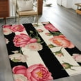 thumbnail image 3 of Area Rugs for Living Room 4x6 Ft, Flower Stripes Non Slip Area Rugs for Kitchen Bedroom Entryway, Black White Geometric Pink Rose Floral Washable Carpet Runner Rug Floor Mats for Bedroom Home Decor, 3 of 9