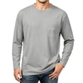 thumbnail image 7 of BELTNOV Men's Long Sleeve Pocket T-Shirt Solid Color Crewneck Tee with Chest Pocket Casual Basic Top for Everyday Wear Gray, 7 of 7