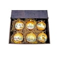 thumbnail image 3 of Victoria Bella 4" Christmas Tree Glass Ball, Christmas Motives on a Gold Background Hand-Painted by Skilled Artisian, Set of Christmas Ornaments in a Wooden Box, Set of 6, 3 of 3