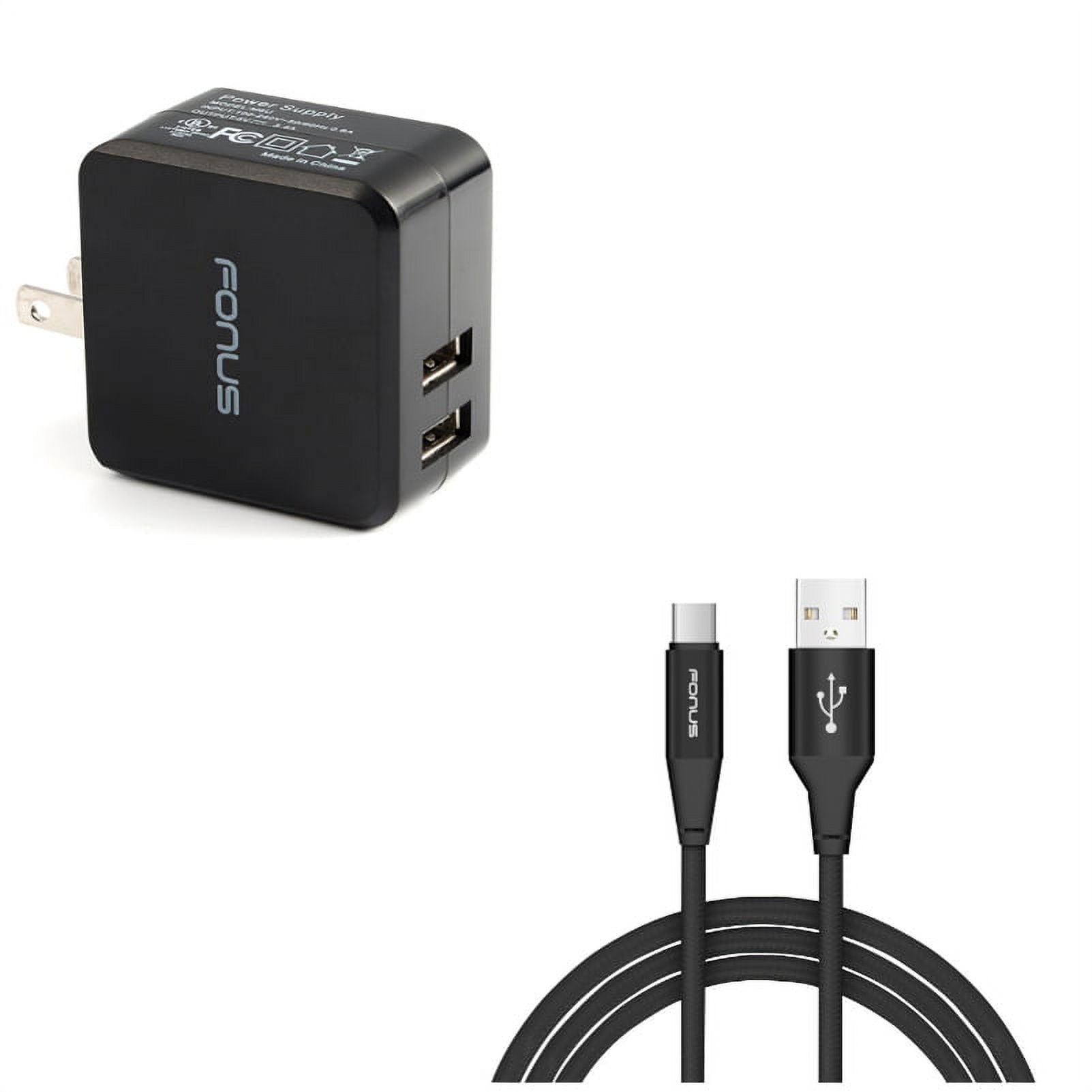 Power Cord Type-C 6ft USB Cable w 2-Port USB 17W Home Charger D6L for Samsung Galaxy Tab S5e 10.5 S4 10.5 Note 10 Plus A 10.1 (2019) Fold A20 A10e - Sony Xperia 5 10 Plus 1