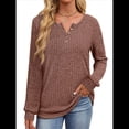 thumbnail image 2 of Suéter para Mujer, Camisetas Henley de Larga, Túnicas para Usar con Leggings, Suéteres de Cuello Redondo A . Marrón XXL, 2 of 8
