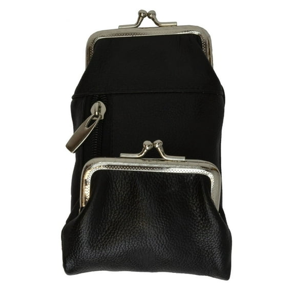 Genuine Leather Cigarette Case with Coin Holder, Double Clasp