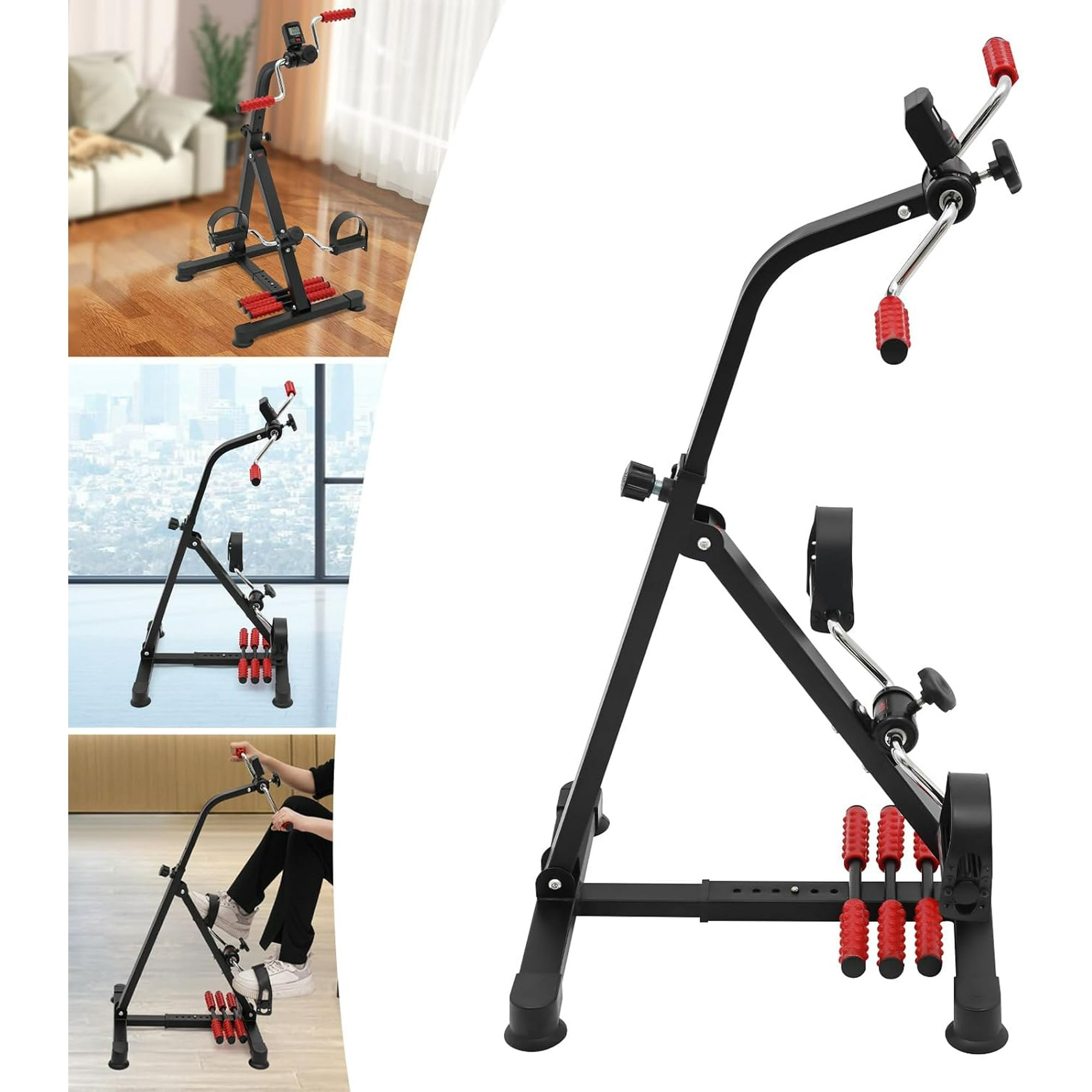 Adjustable Pedal Exerciser Bike, LCD Display Resistance Fitness Trainer, Arm Leg Rehabilitation Workout Machine for Home Indoor