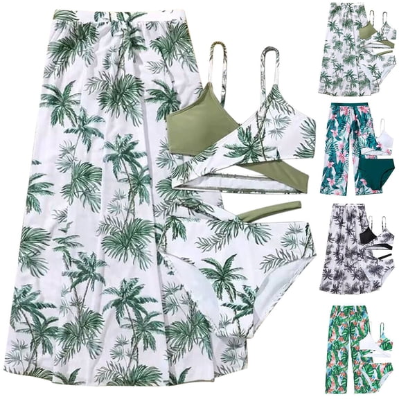 MuXiKeJi Clothes Girls Swimsuit Size 8 Cut Out Bikini Sets for Girls 10-12 Adjustable Strap Tankini 3-Piece Bathing Suits for Girls Contrast Trim Girls' Swimwear with Print Shorts