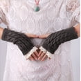 thumbnail image 3 of Guantes de lana con hermosos puños de encaje y mangas de encaje para mujer, guantes de punto cálidos de medio dedo para invierno, 3 of 6