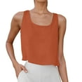 thumbnail image 2 of Conairie Womens Workout Tank Tops Solid Color Crop Linen Blend Scoop Neck T Shirt Casual Sleeveless Blouses Summer Work Shirts Orange XXXL, 2 of 7