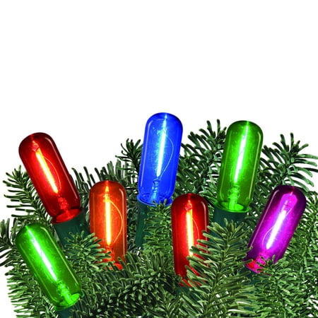 Holiday Time LED Vintage Tube Light Set Green Wire Multi Bulb ,10 Count