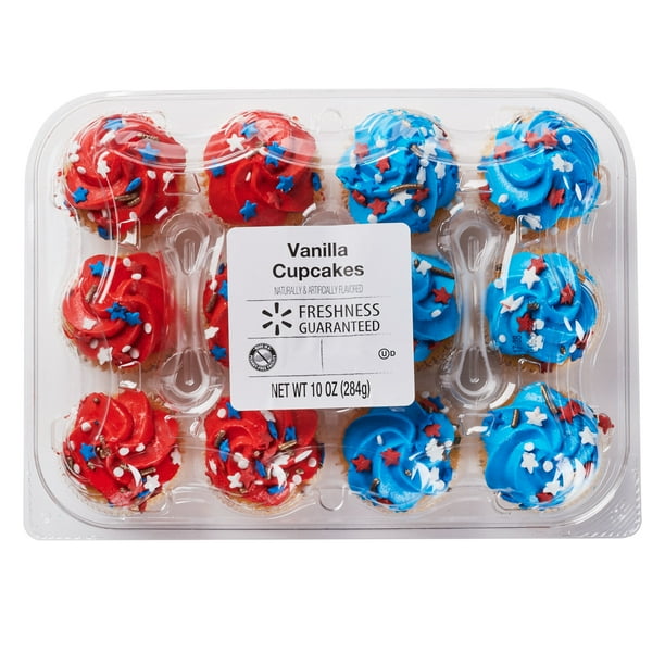 Freshness Guaranteed Vanilla Cupcakes, Red & Blue, 12 Count Walmart
