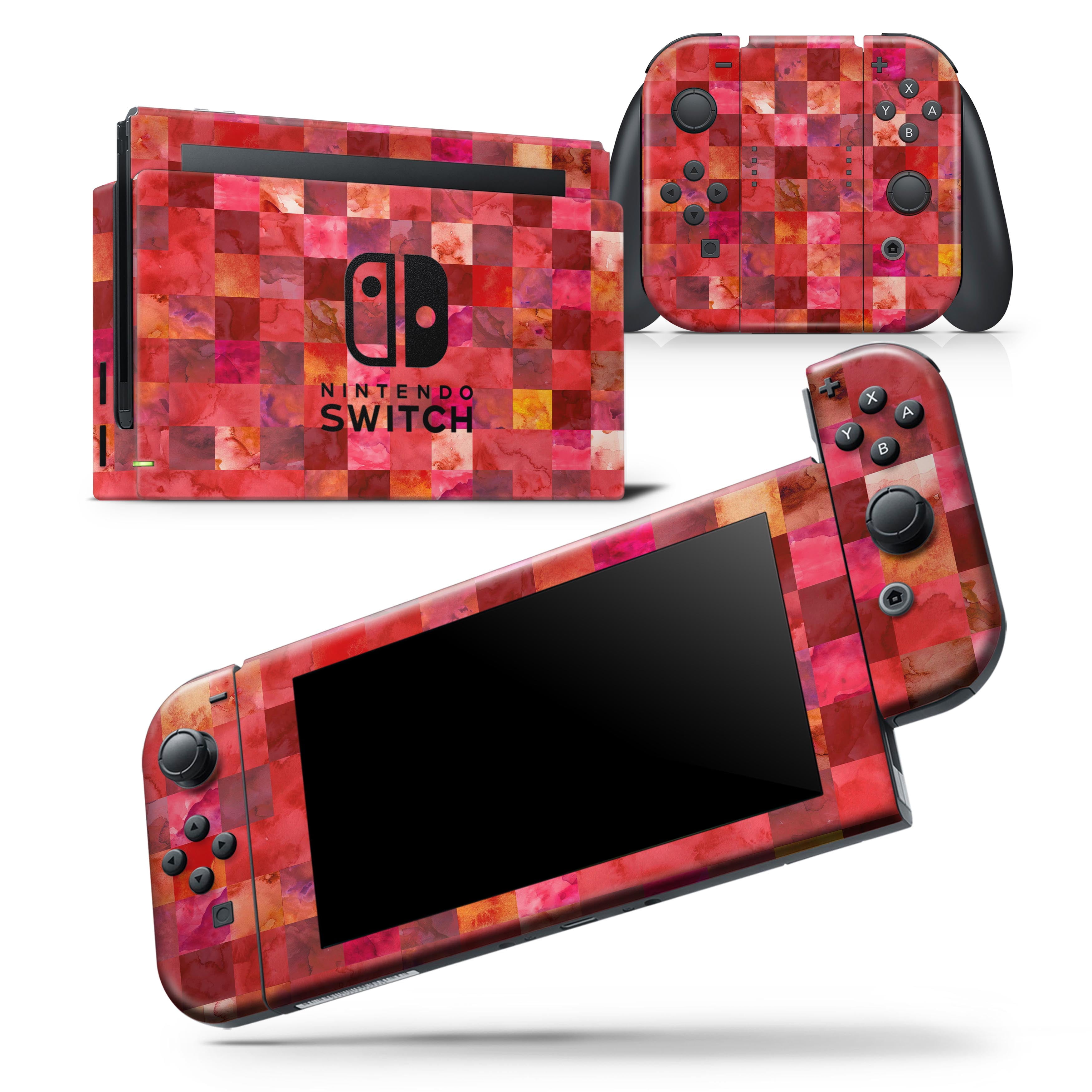Red Watercolor Patchwork Skin Wrap Decal Compatible With The Nintendo Switch Wii 06 Walmart Com Walmart Com