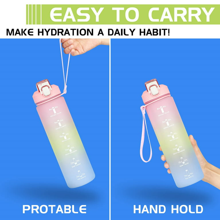 Wholesale Amaozn Bestseller 1000ml/32OZ Frosted Hydration Measured Leak  proof Water Bottle With Logo Manufacturer and Supplier