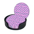 thumbnail image 2 of LNWH Coasters, Pink Geometric Polka Dots Leather Round Coasters Set of 6 for Kitchen Dining Room Living Room Bar - Tabletop Waterproof and Anti-scald, 2 of 8