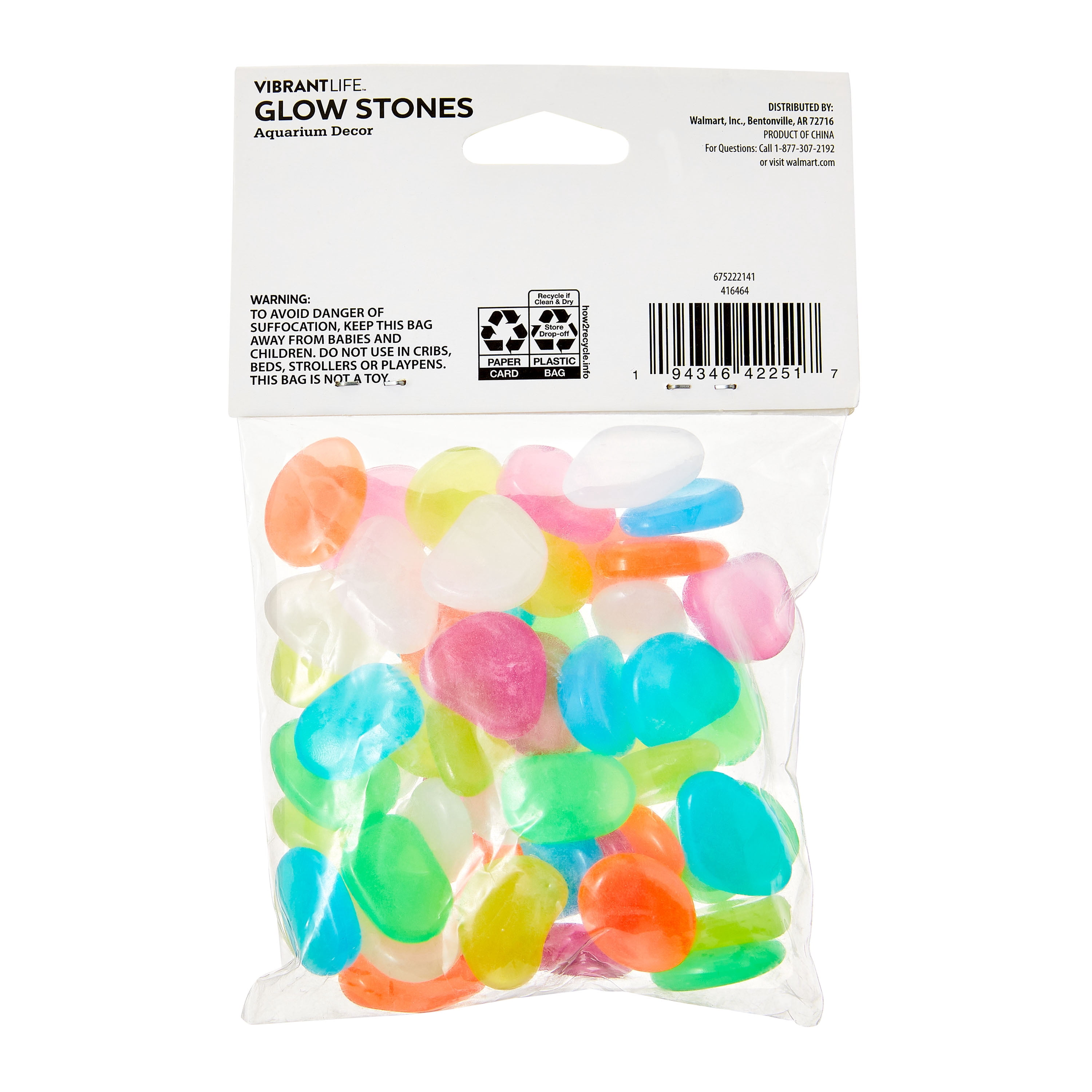 (4 pack) Vibrant Life Glow Stones Aquarium Decor, 3.5 oz