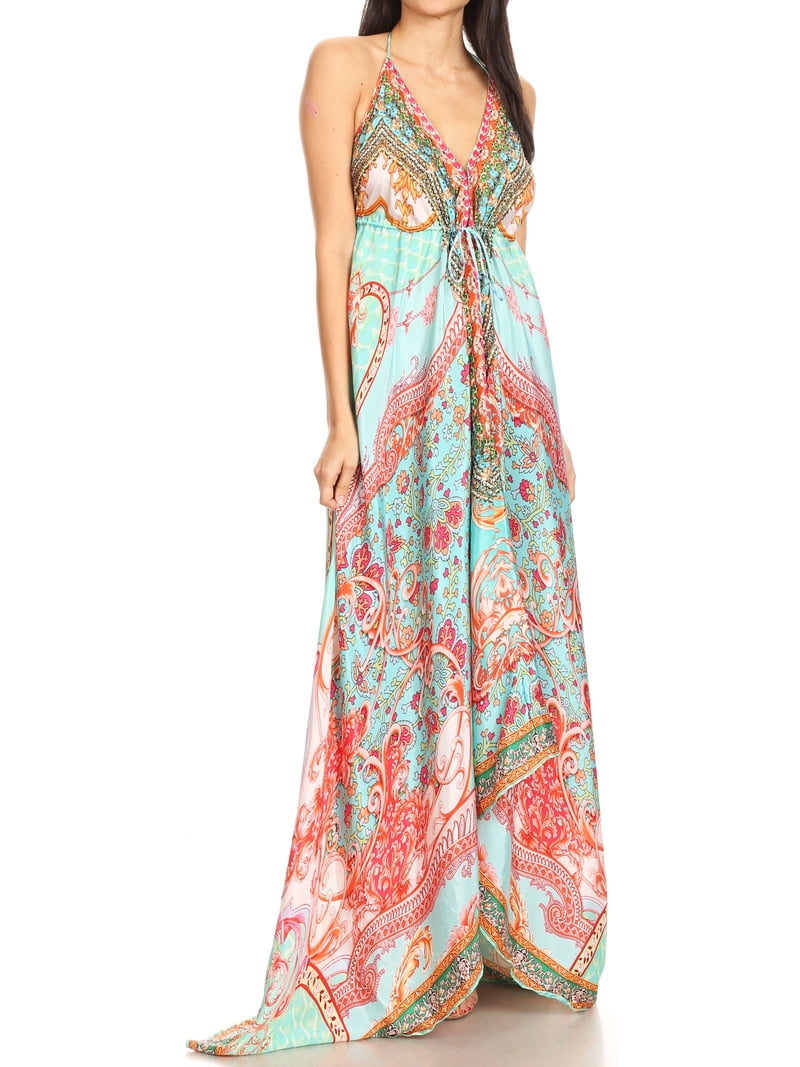satin halter long dress Italia Azure Halterneck Maxi Dress Butter