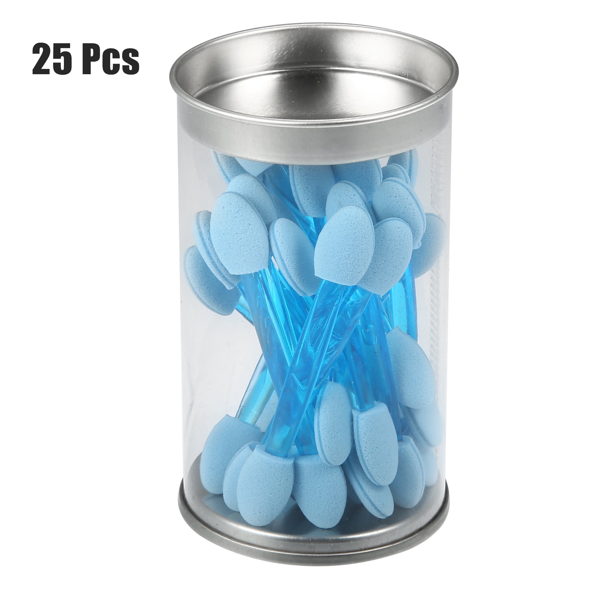Unique Bargains 25 Pcs Dual Sides Eye Shadow Sponge Applicators with Container Blue
