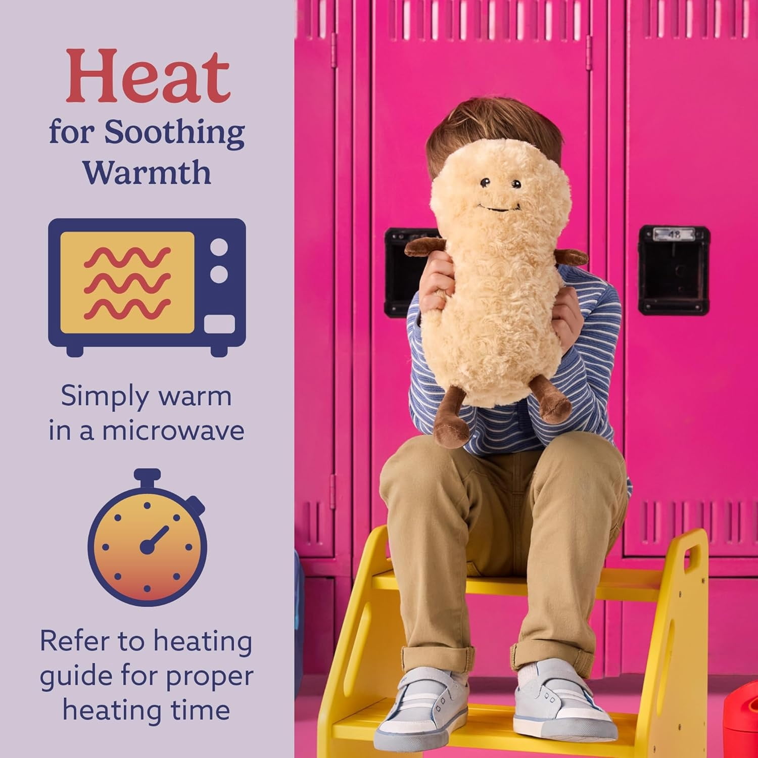 warmies 13" Peanut Stuffed Animal, Microwavable Heated Plushies and Weighted Soft Plush Toys