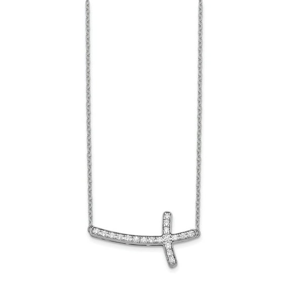 14K White Gold charm pendant Cable Themed Necklace Diamond Round 18 in 22 mm 1