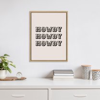 Kate and Laurel Sylvie Howdy Western Framed Canvas Wall Art by Honey Island Studio, 18x24 Natural, Western Cowboy Art for Wall