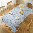 thumbnail image 2 of Spring Summer Vinyl Tablecloth With Flannel Backing 60 X 120 Inch, Floral Waterproof Heat Resistant Plastic Tablecloth, Heavy Duty French Table Cover for Dining, Party, Indoor, Outdoor, Blue, 2 of 5