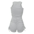 thumbnail image 5 of EHQJNJ Dinner Outfits for Women Summer Two Piece Outfits Casual Stretchy Ribbed Tank Crop Top Drawstring Ruched Shorts Set Workout Tracksuits Boho Outfits for Women, 5 of 6