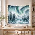 thumbnail image 5 of Northern Lights in Winter Forest Landscape, Mystical Celestial for Nature Lovers, Scenic Mountain Art Decor, Holiday Gift Tapestry Wall Hanging for Bedroom and Living Room, 5 of 7