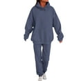 thumbnail image 3 of Sentmoon Two Piece Outfits for Women Fall Outfits and Womens Wide Leg Sweatpants Long Sleeve Sweatshirt for Women Solid Color Drawstring Hooded Neck Lounge Wear for Women with Pockets Winter, 3 of 9