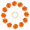 thumbnail image 1 of Uxcell 12-Pack Alfileres de Flor para Hombres, Alfileres de Boutonnieres de Rosa con Hoja Dorada para Boda/Baile/Festa, Alfileres de Corsage de Flor [Naranja], 1 of 1