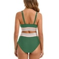 thumbnail image 5 of pstuiky Womens Bikini Swimsuits, Women High Waisted V Neck Drawstring Adjustable Conservative Tight Fitting Swimsuit Set with Gathering Design Split Style for Summer Beach Swim Green XL, 5 of 6