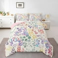 thumbnail image 2 of Kawaii Unicorn Comforter Set Queen Size,Cute Rainbow Floral Unicorn Bedding Set,Watercolor Flower Quilt Bed Set Colorful Flowers Down Comforter with 2 Pillowcases, 2 of 7