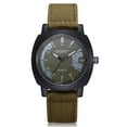 thumbnail image 1 of Reloj de cuarzo con banda de lona de personalidad Reloj masculino con esfera redonda grande de color sólido (verde), 1 of 3