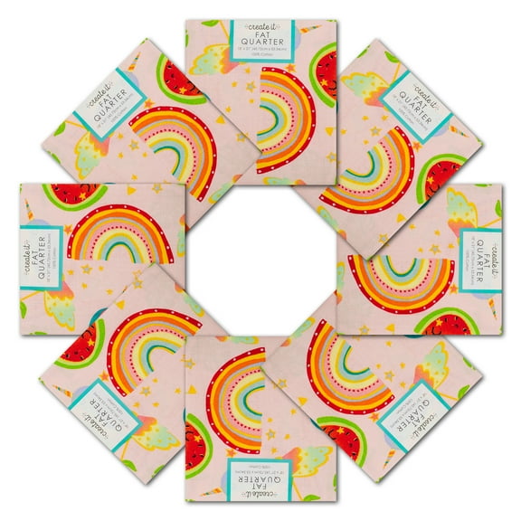 Create It 18"x21" Cotton Tropical Precut Sewing & Craft Fabric, Pink 10 Pieces