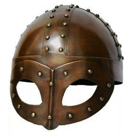 Brown Antique Finish Deluxe Viking Helmet- Medieval Armor Helmet