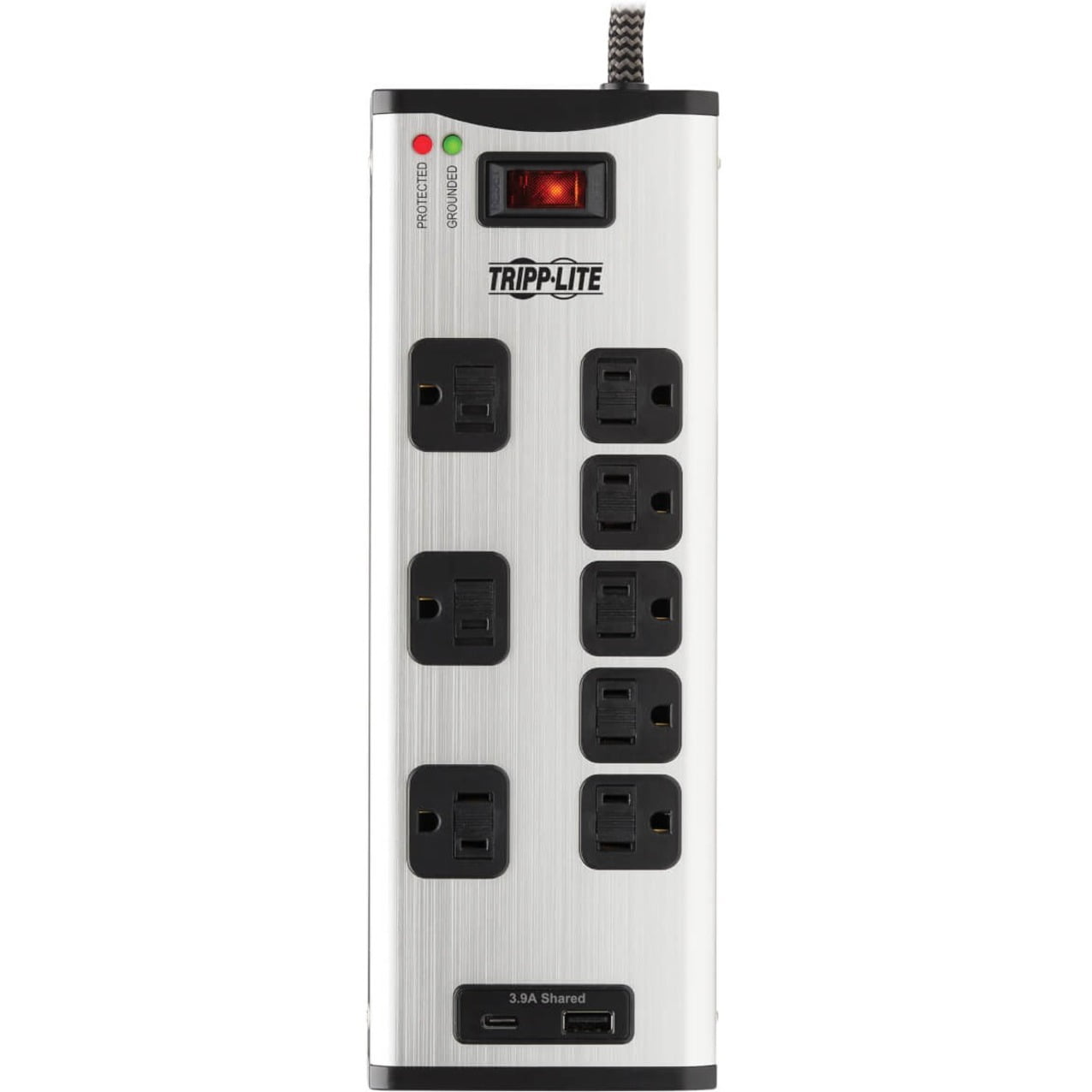 Tripp Lite Surge Protector Power Strip 8-Outlet Metal with USB-A & USB C Charging (tlm88usbc)