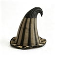 thumbnail image 2 of Handwoven Striped Rattan Witch Hat Decor, Black & Natural Wicker Wizard Hat Ornament, for Halloween, Farmhouse, Home, Party Decor, 2 of 7