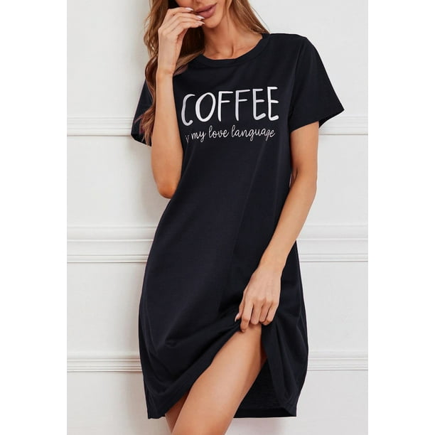 Camisón de dormir de manga corta para mujer, bonito camisón para dormir, camiseta para dormir