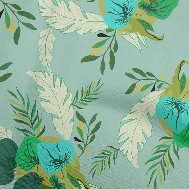 oneOone Tissu Rayonne Vert Sarcelle Poussiéreux Abstrait Matériel de Robe Tissu Imprimé Tissu au Mètre 56 Pouces de Large