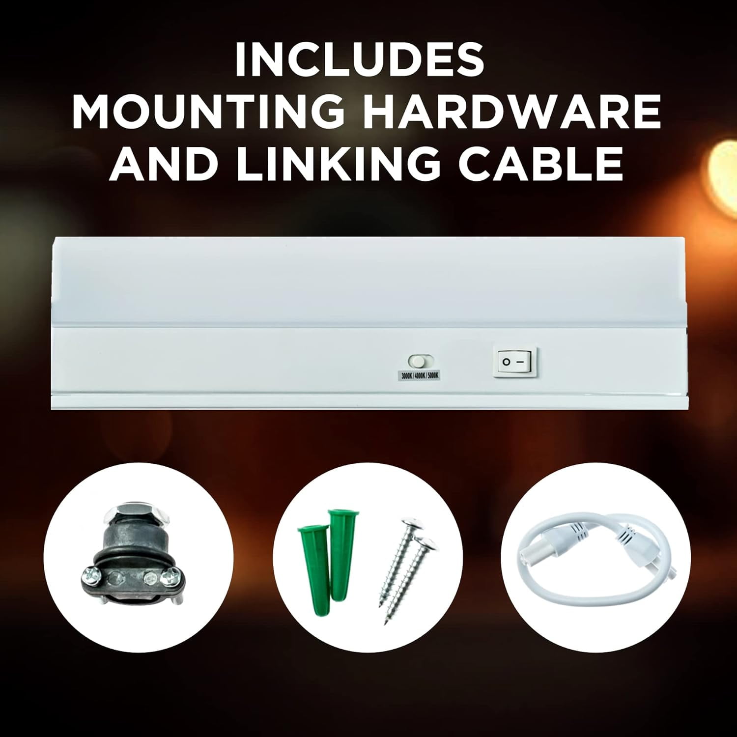Ciata 18 in. LED Under Cabinet Lighting, Kitchen Cabinet Lighting, Hardwire/Plugin (Plugin Wire Sold Separately), Dimmable Under Counter Lights, 3 Color Settings, Linkable Under-Counter Light Fixture