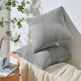 thumbnail image 2 of Set of 2 Sage Green Decorative Throw Pillow Covers 12x12 Inch Soft Corduroy Windmill Textured Striped Patchwork Cushion Cases for Sofa Bed Home Decor, 2 of 6