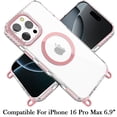 thumbnail image 4 of For iPhone 16 Pro Max 6.9 inch Transparent HQ Clear Line Design Edged Hybrid [Magnetic Circle] with Matching Lanyard - Light Pink, 4 of 4